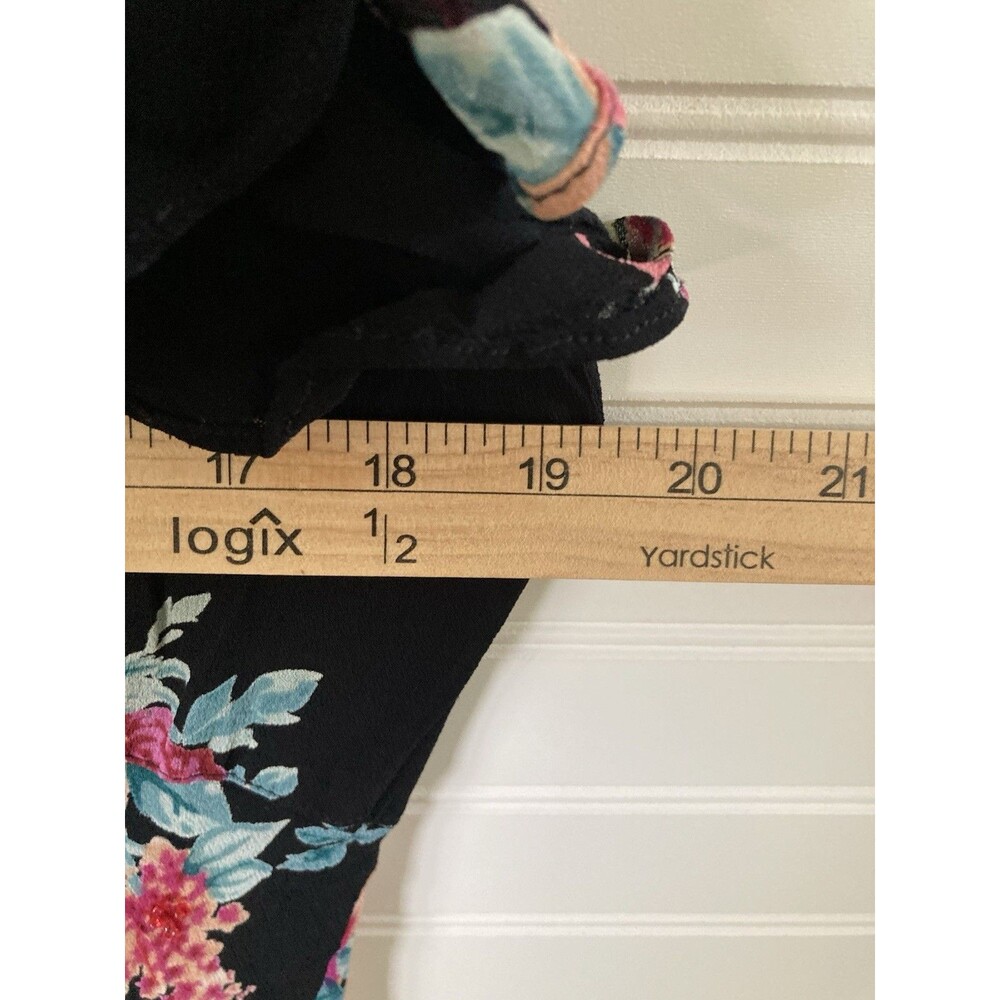 Vintage Lola P. Floral Beaded Maxi Dress XL Ruffle Bias Cut Black Romantic - Picture 11 of 13